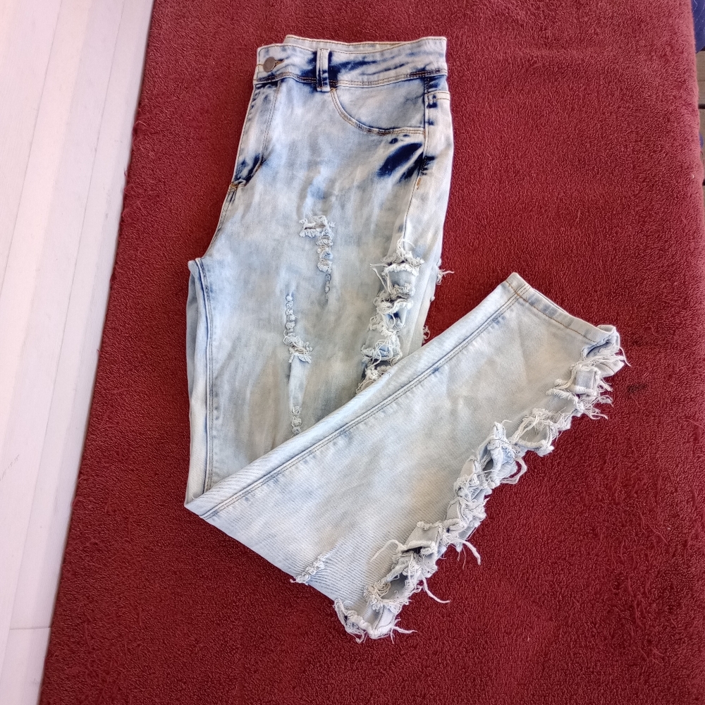 Pink Label Denim Co Jeans Size 13 Light Wash Distressed Ripped Juniors